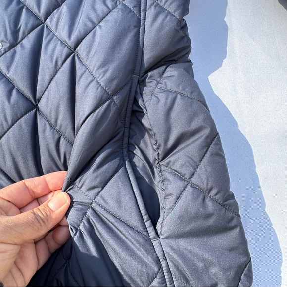 Brooks Brothers Women’s Quilted Jacket Removable Fur Collar Navy Medium Thermore